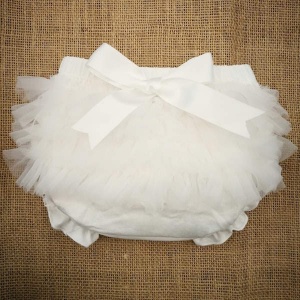 Baby Girls Ivory Frilly Organza & Bow Cotton Knickers
